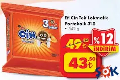 ETİ CİN TEK LOKMALIK PORTAKALLI BİSKÜVİ 3'LÜ ETİ CİN TEK LOKMALIK PORTAKALLI BİSKÜVİ 3'LÜ